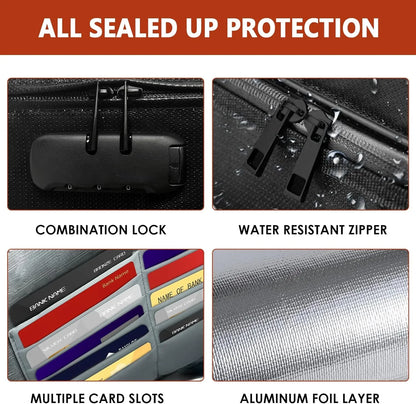 Fireproof Waterproof Document Bag for Passports, Cash and Valuables