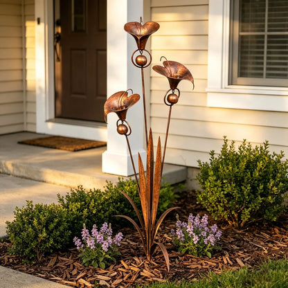 Copper Calla Lily Garden Chime Set for Gentle Outdoor Sound