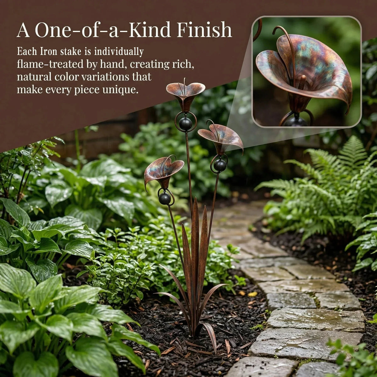 Copper Calla Lily Garden Chime Set for Gentle Outdoor Sound