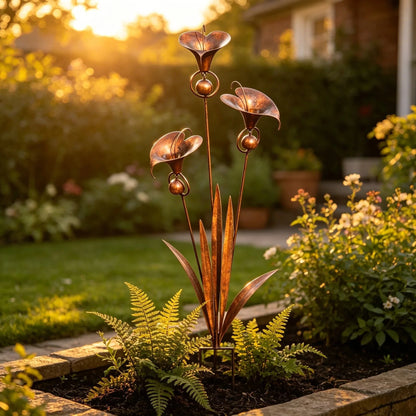 Copper Calla Lily Garden Chime Set for Gentle Outdoor Sound