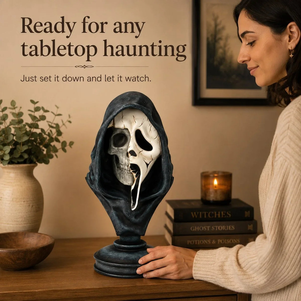 Purpose-Built Ghost Face Skeleton Bust Statue for Everyday Use