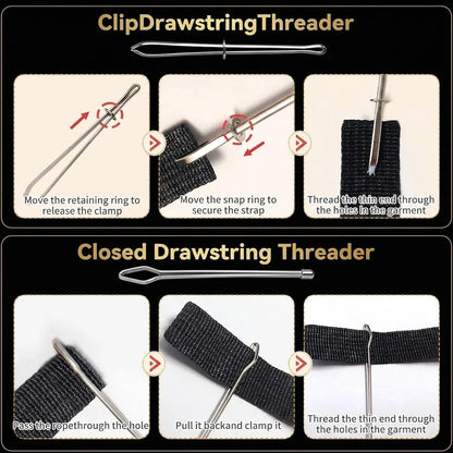 Distinctive 2Pcs Flexible Drawstring Threading Tool Bendable Metal