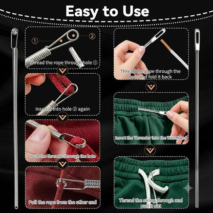 Distinctive 2Pcs Flexible Drawstring Threading Tool Bendable Metal