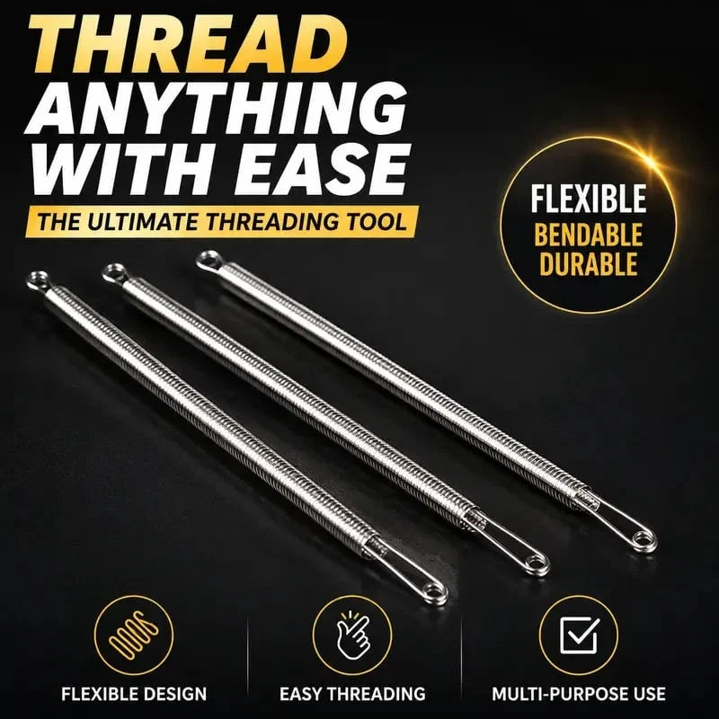 Distinctive 2Pcs Flexible Drawstring Threading Tool Bendable Metal