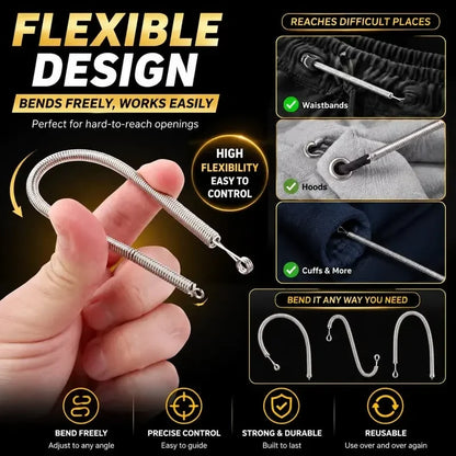 Distinctive 2Pcs Flexible Drawstring Threading Tool Bendable Metal