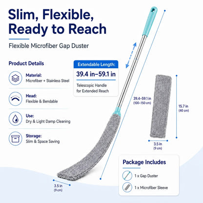 Slim Bendable Duster for Gaps Beneath Furniture and Appliances
