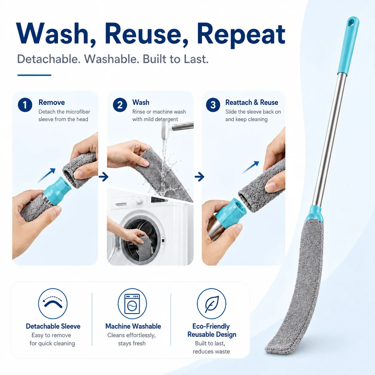 Slim Bendable Duster for Gaps Beneath Furniture and Appliances