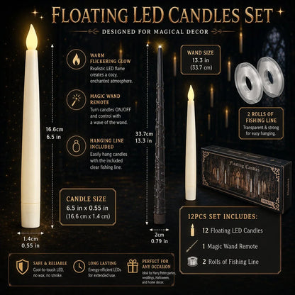 Purpose-Built Floating LED Candles with Wand Remote – Flameless