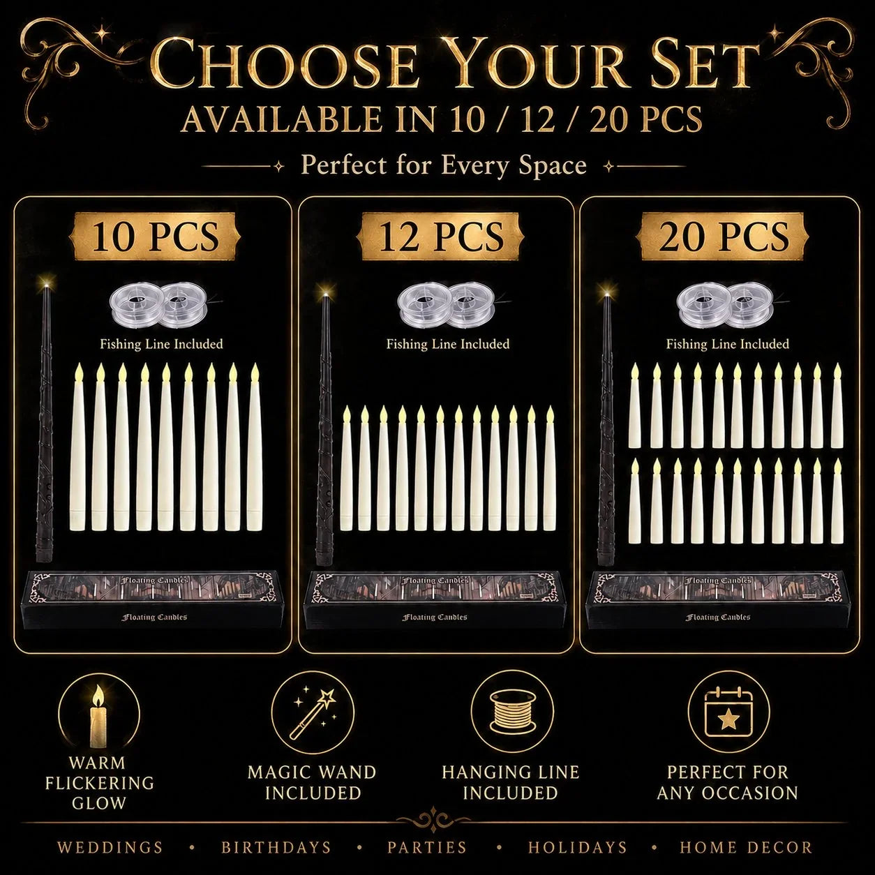 Purpose-Built Floating LED Candles with Wand Remote – Flameless