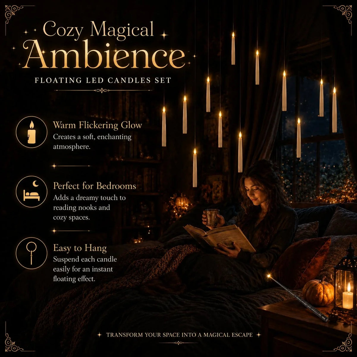 Purpose-Built Floating LED Candles with Wand Remote – Flameless
