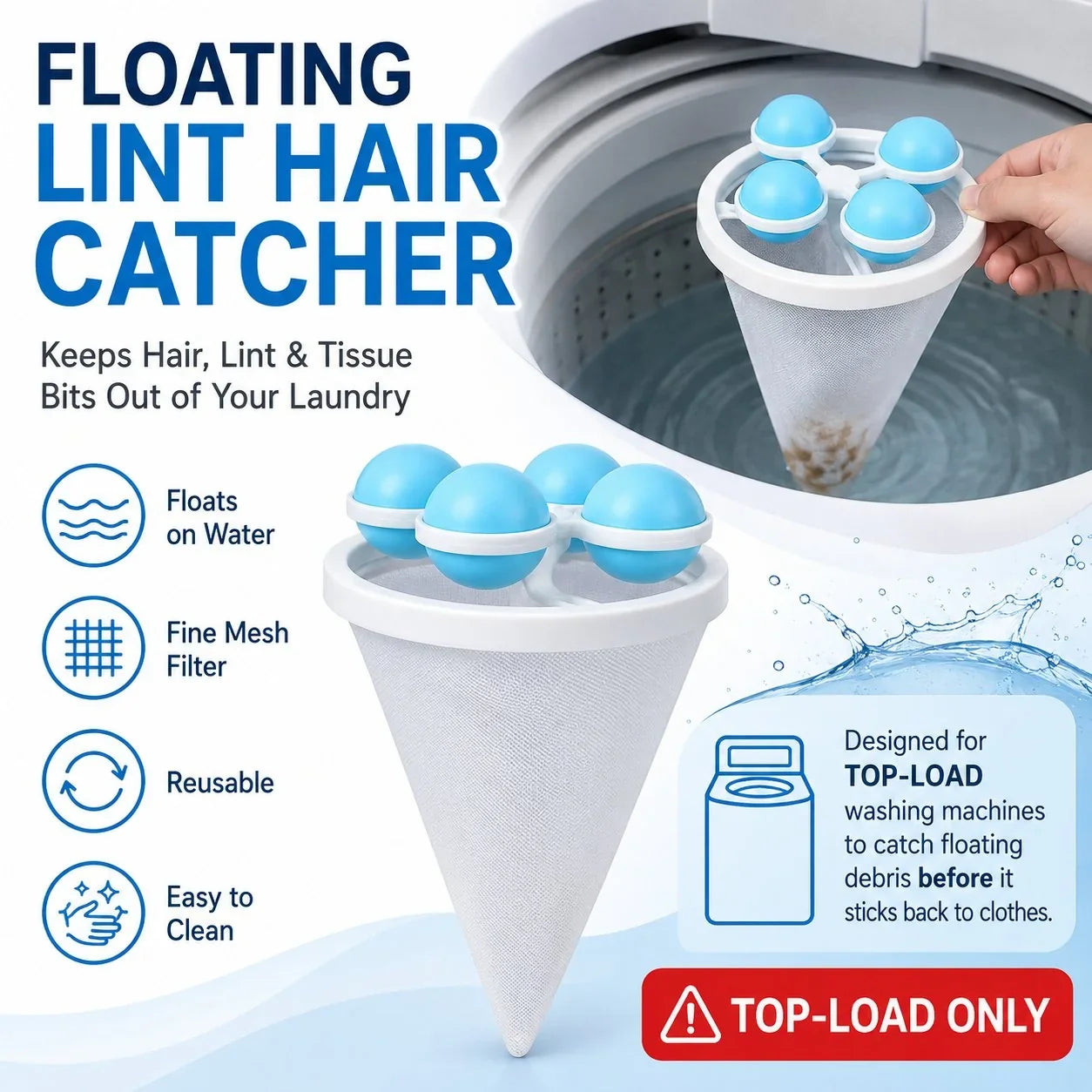 Pet-Friendly Floating Lint & Hair Catcher（3pcs） for Daily Pet Care