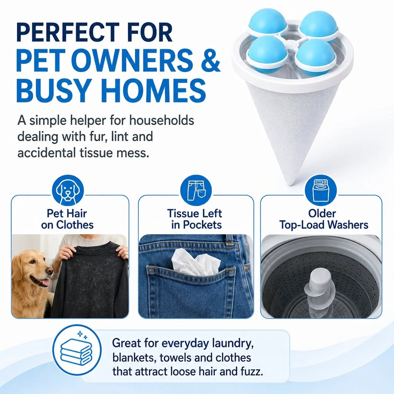 Pet-Friendly Floating Lint & Hair Catcher（3pcs） for Daily Pet Care