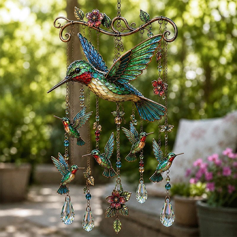 Outdoor-Ready Hummingbird Wind Chime for Garden Display