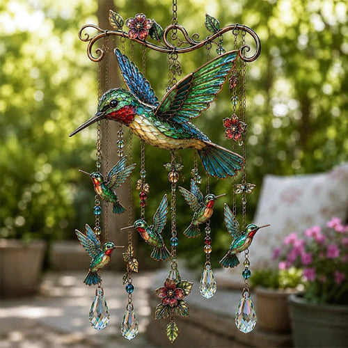 Outdoor-Ready Hummingbird Wind Chime for Garden Display