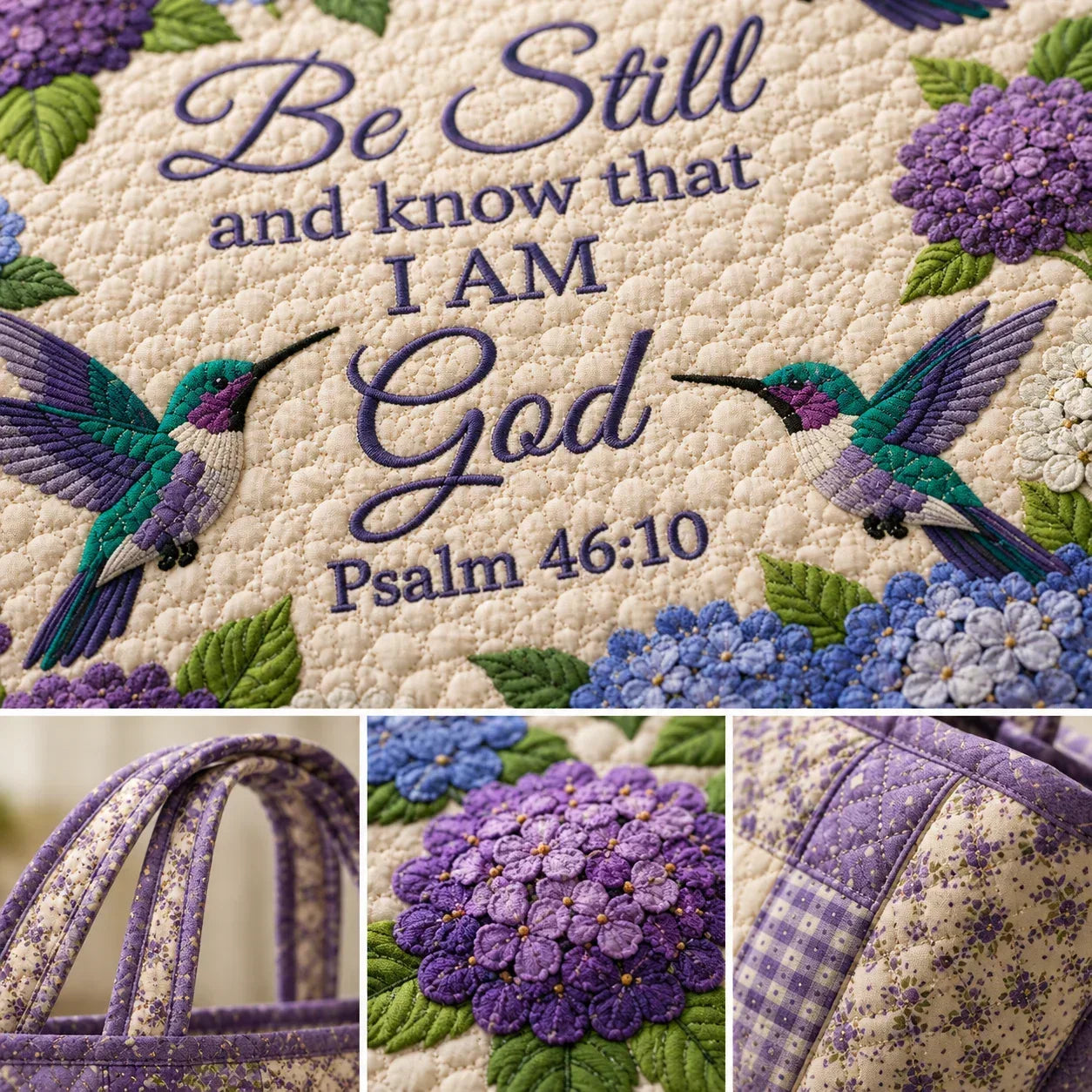 Space-Saving Hydrangea Hummingbird Faith Bag for Organized Storage