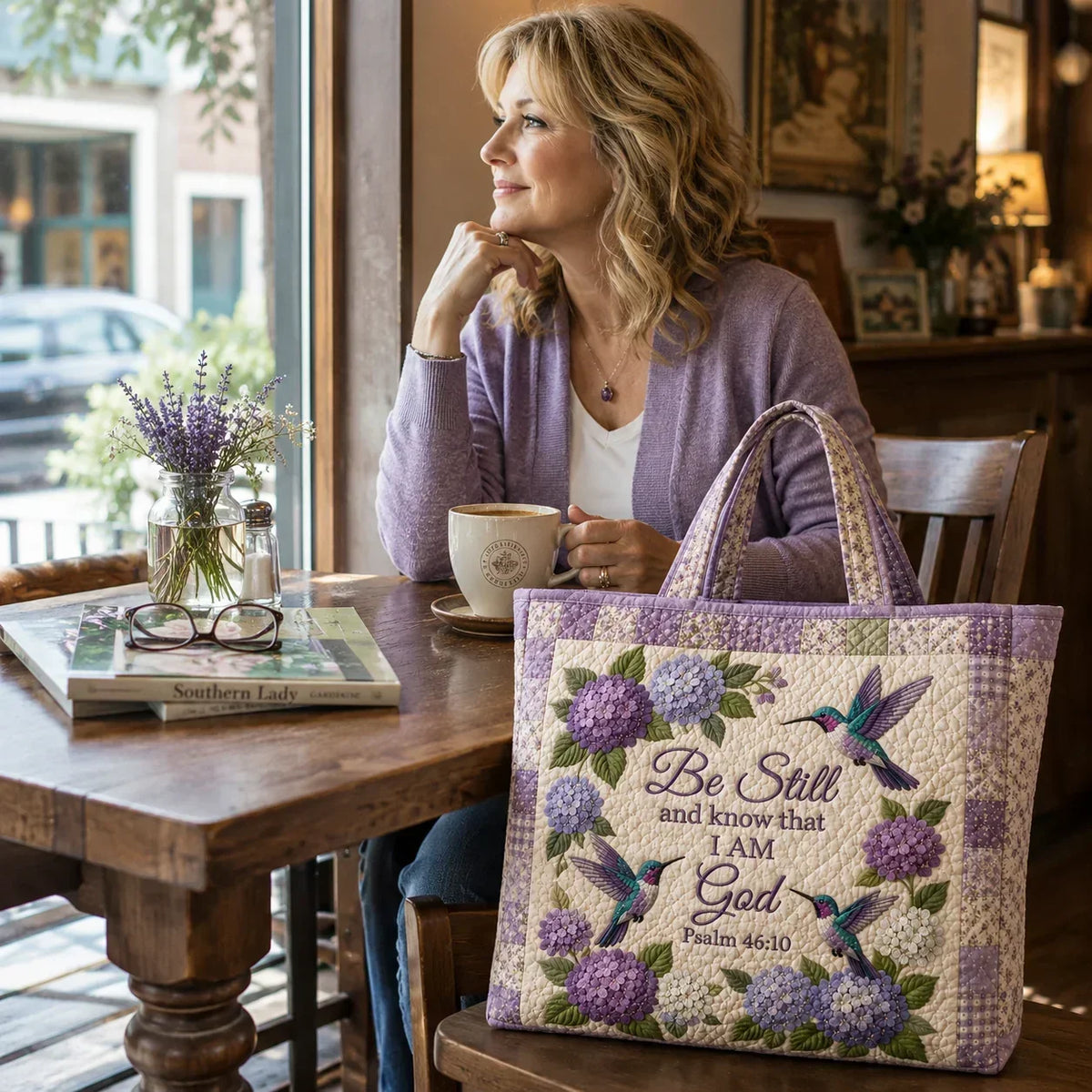 Space-Saving Hydrangea Hummingbird Faith Bag for Organized Storage
