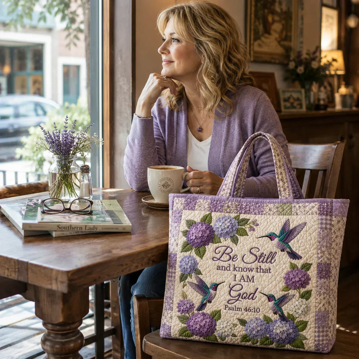 Space-Saving Hydrangea Hummingbird Faith Bag for Organized Storage