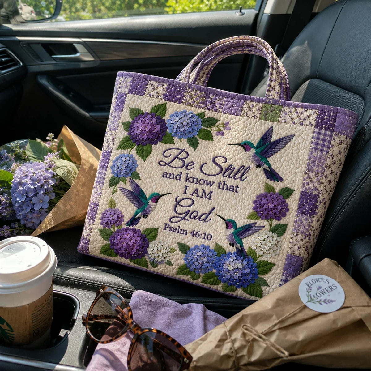 Space-Saving Hydrangea Hummingbird Faith Bag for Organized Storage