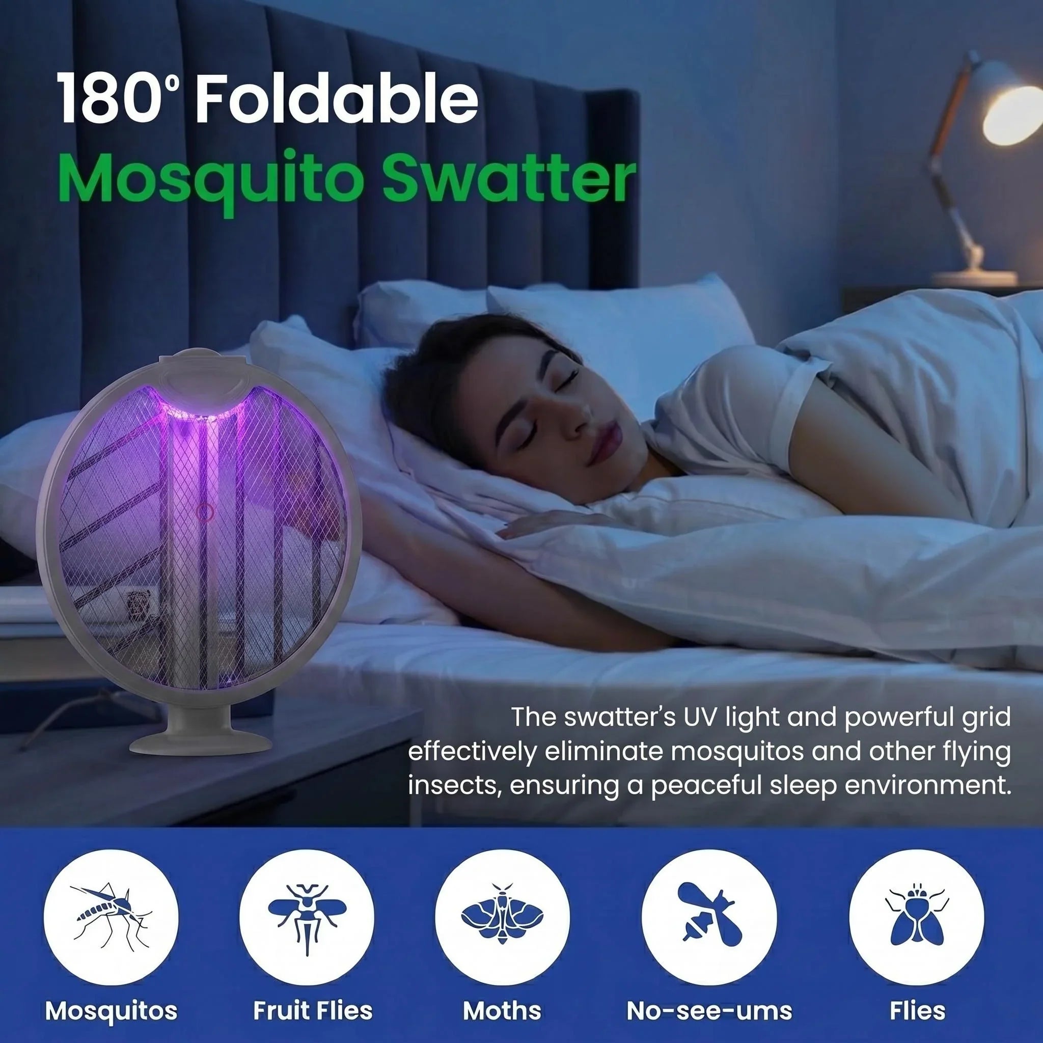 Purpose-Built 2-in-1 Foldable Electric Fly Swatter for Everyday Use