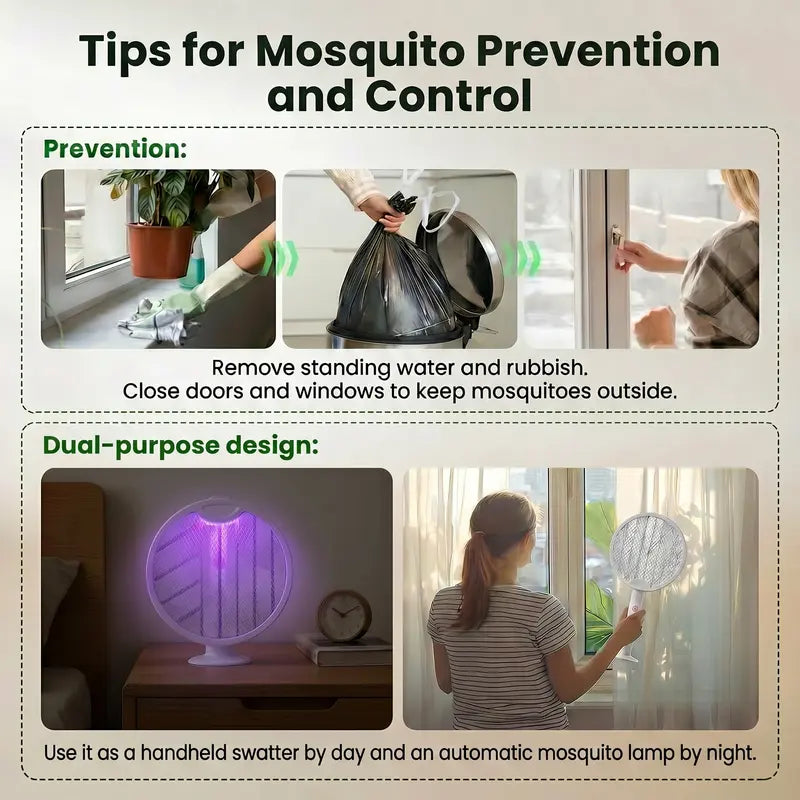 Purpose-Built 2-in-1 Foldable Electric Fly Swatter for Everyday Use