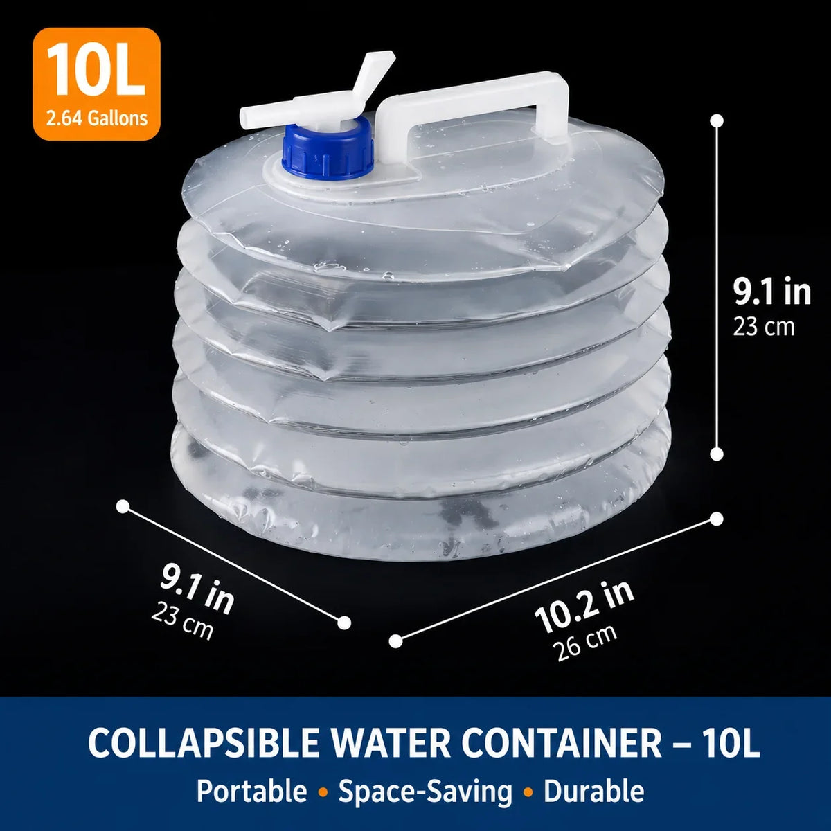 Vehicle-Ready Foldable outdoor vehicle water container for Garage Use