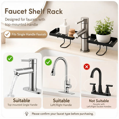 Space-Saving Adjustable Foldable Over-Faucet Shelf