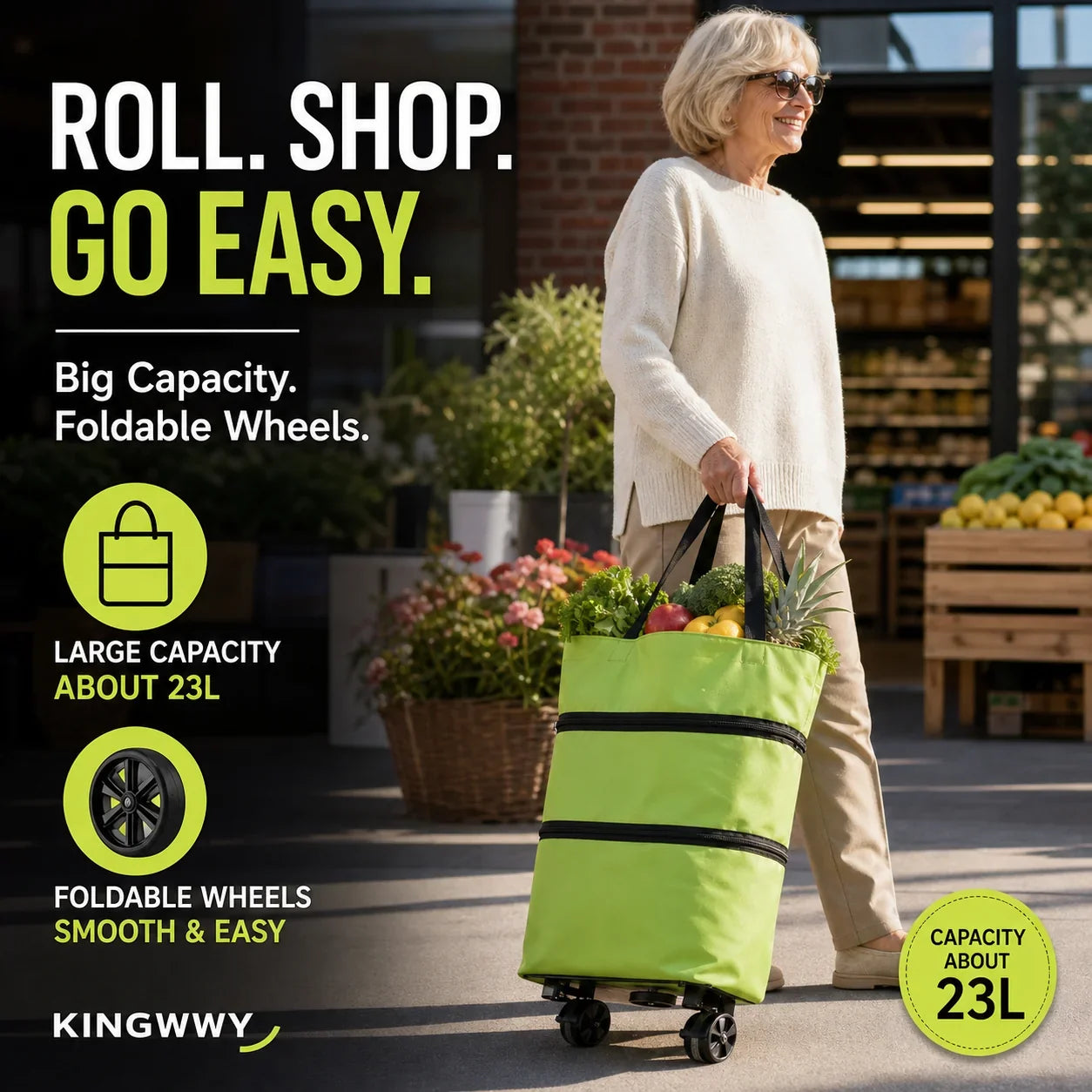 Space-Saving Foldable 2-in-1 Shopping Bag for Organized Storage