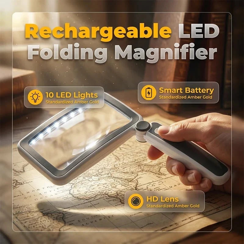 Rechargeable Folding LED Magnifier for Reading