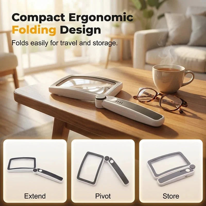 Rechargeable Folding LED Magnifier for Reading