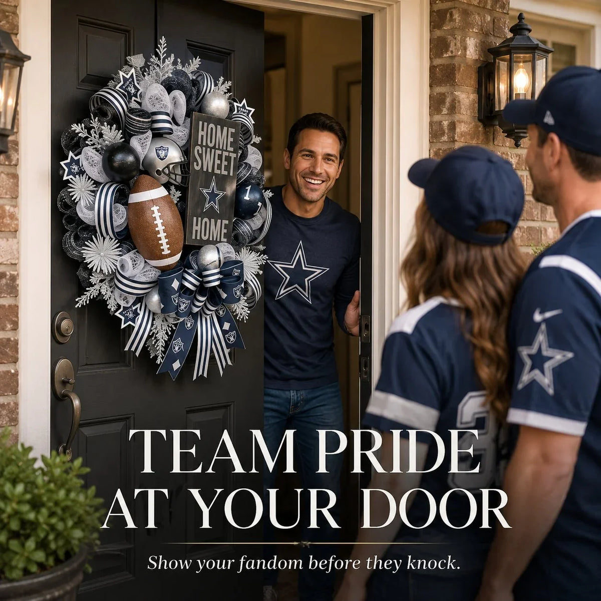 Handmade Team Wreath for a Football Game-Day Entryway