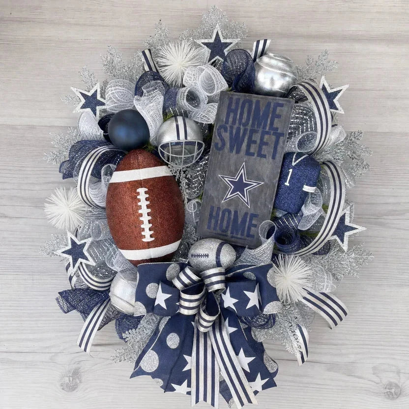 Handmade Team Wreath for a Football Game-Day Entryway