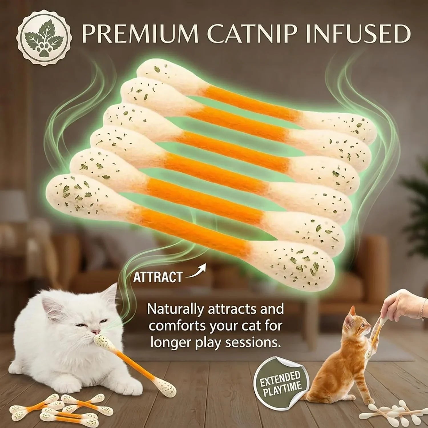 Durable Catnip Swabs: Engaging Toys for Active Cats