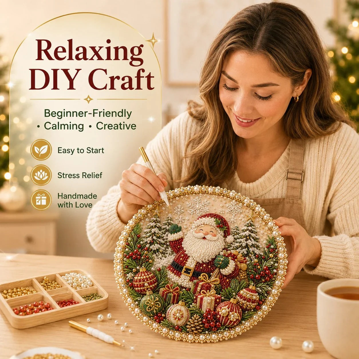 Pearl-Accent Wreath Craft Kit with Four-Season Holiday Designs