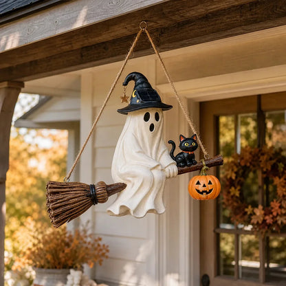 Hanging Solar Ghost Lantern for a Warm Halloween Porch Glow
