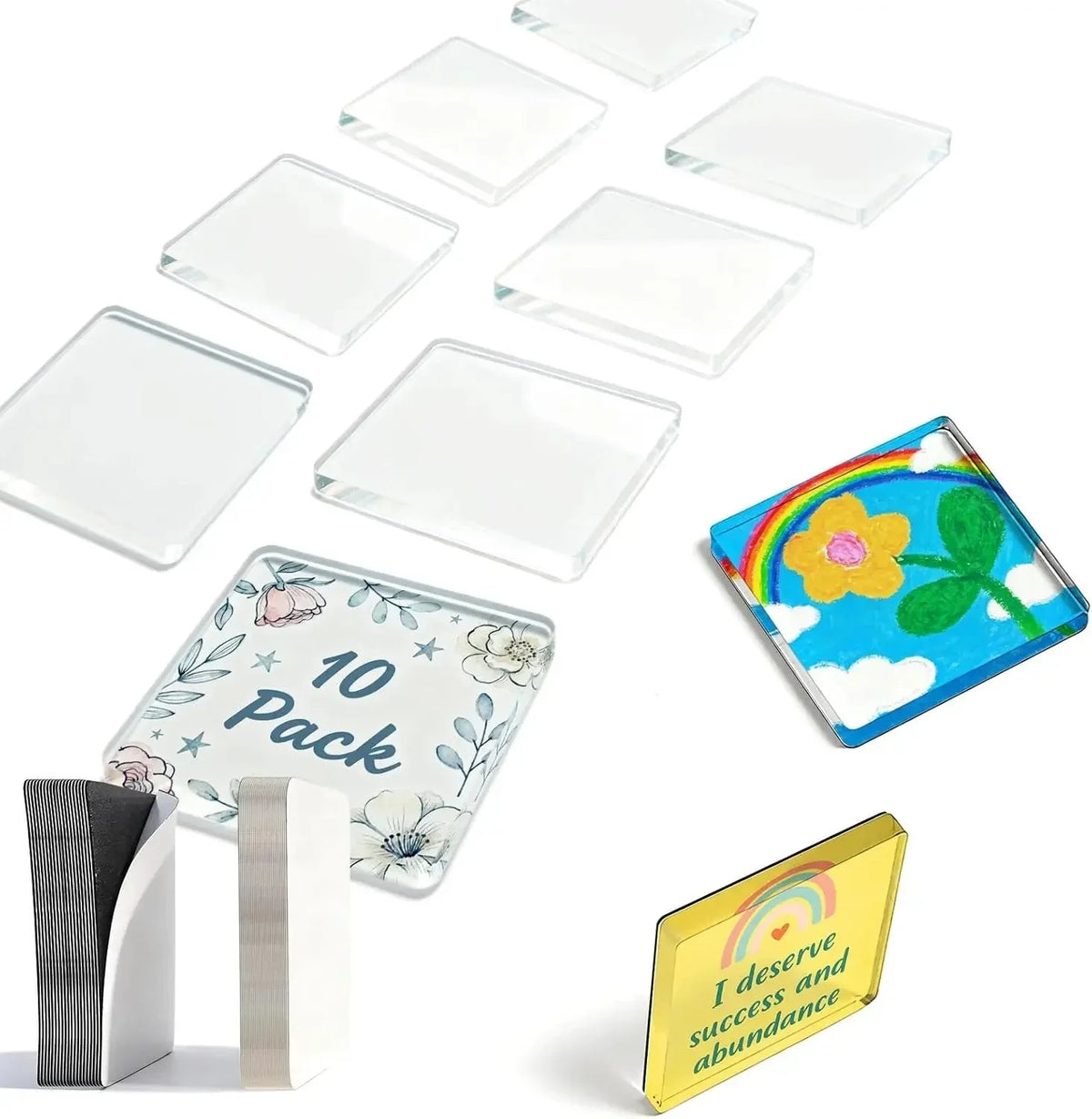 Task-Ready 10 Pack 2"x2" Clear Acrylic – Photo Frames for Home Upkeep