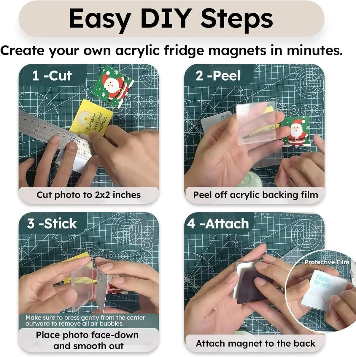 Task-Ready 10 Pack 2"x2" Clear Acrylic – Photo Frames for Home Upkeep