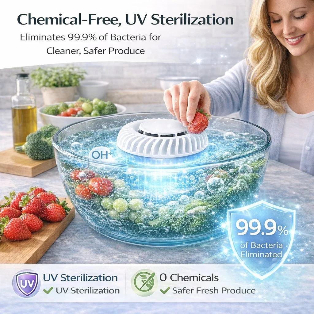 Portable UV Fruit and Vegetable Washer with Bubble Water Flow