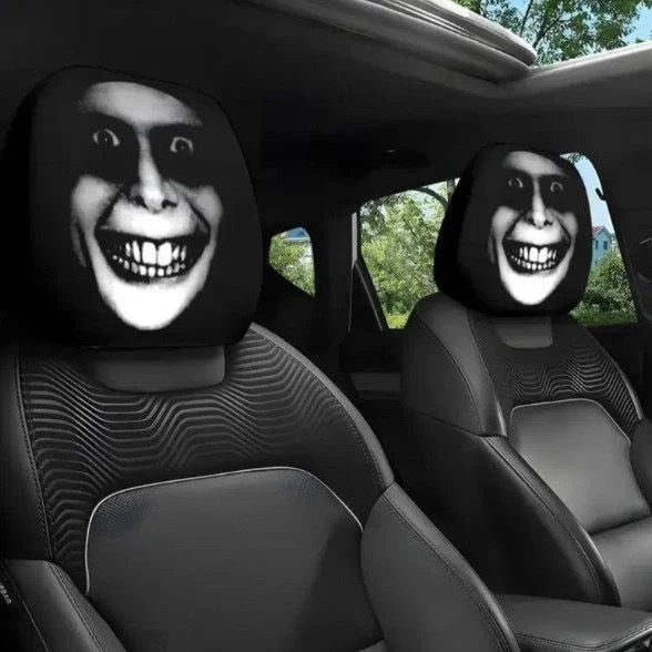 Big-Eyed Cartoon Car Headrest Covers - 2-Piece Set