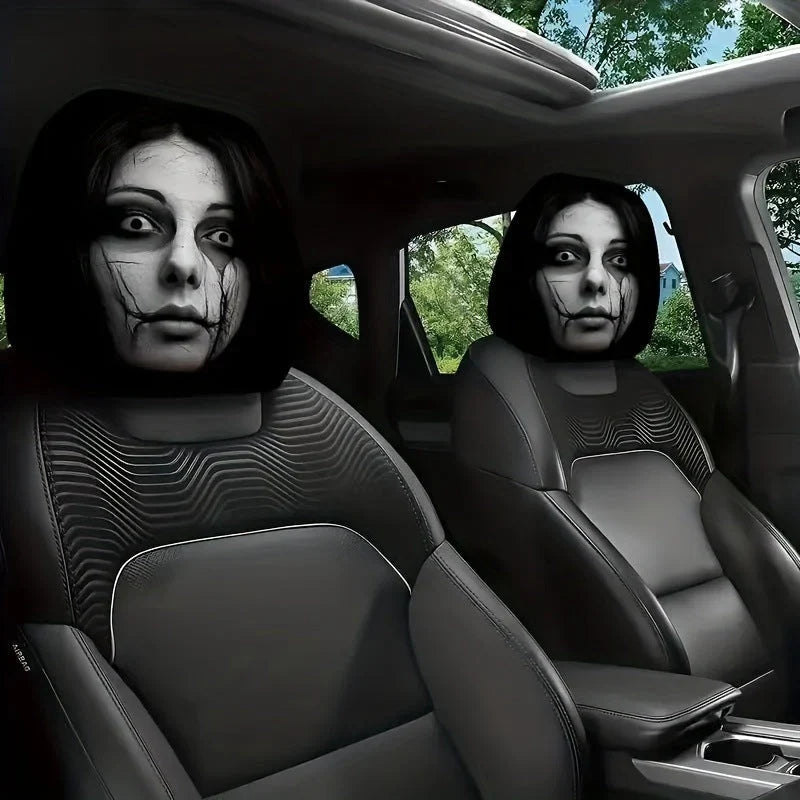 Big-Eyed Cartoon Car Headrest Covers - 2-Piece Set