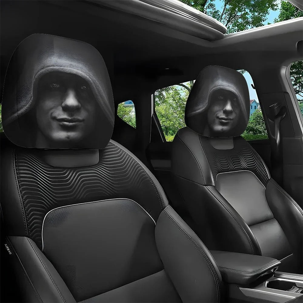 Big-Eyed Cartoon Car Headrest Covers - 2-Piece Set