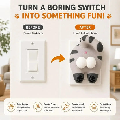 Decorative Funny Cat Butt Light Switch Cover, 3D Double Rocker Decor