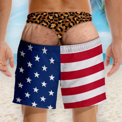 Purpose-Built Funny Patriotic Men Swim Trunks - Personalized Birthday