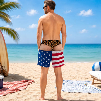 Purpose-Built Funny Patriotic Men Swim Trunks - Personalized Birthday