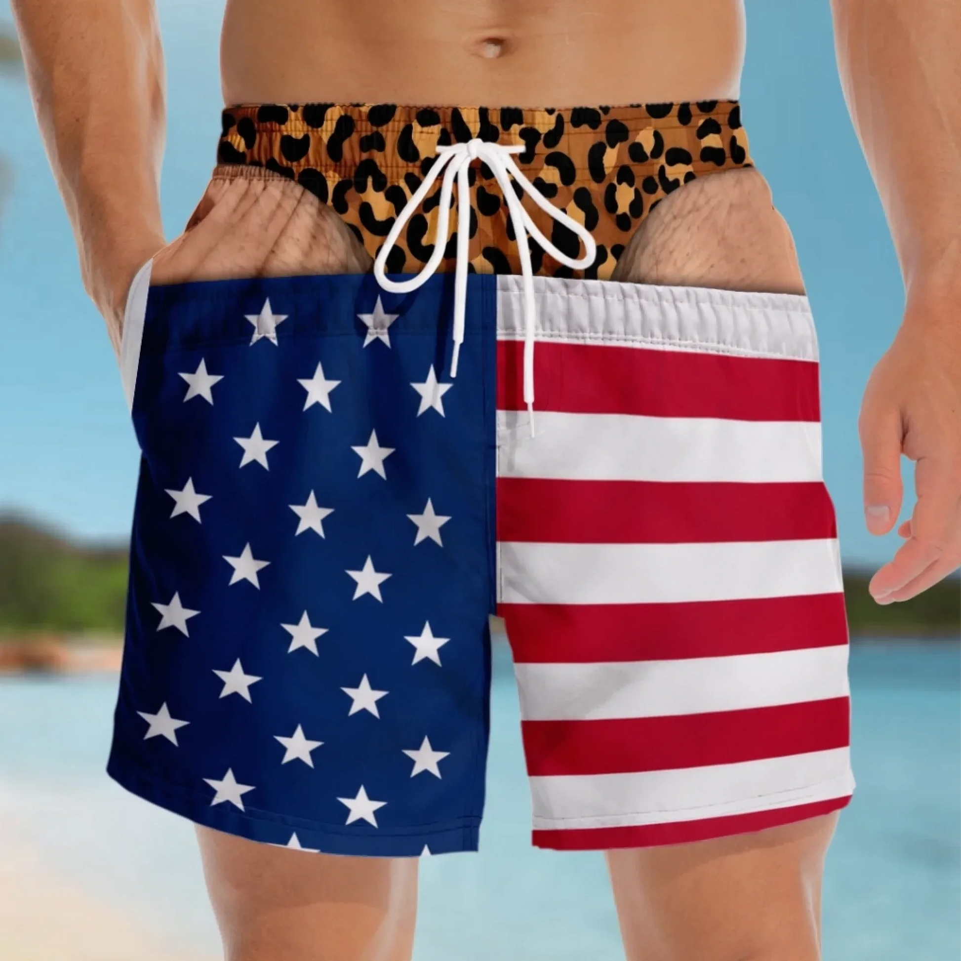 Purpose-Built Funny Patriotic Men Swim Trunks - Personalized Birthday