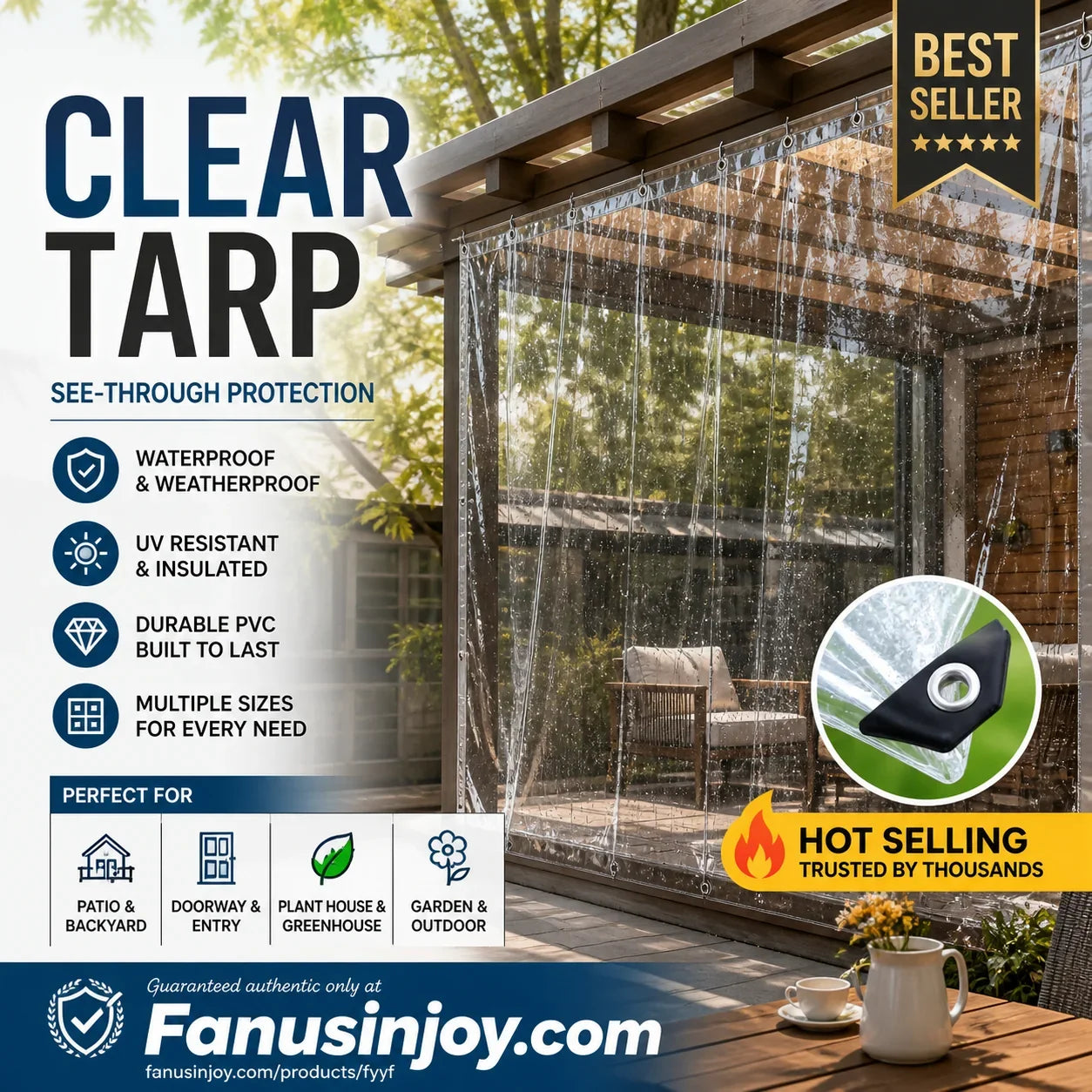 Purpose-Built Heavy Duty Clear Tarp – 14 Mil PVC, Weatherproof