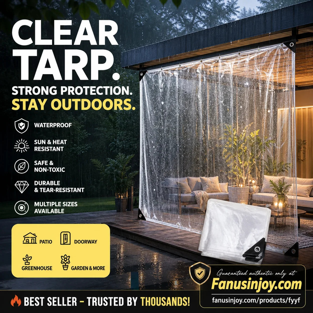 Purpose-Built Heavy Duty Clear Tarp – 14 Mil PVC, Weatherproof