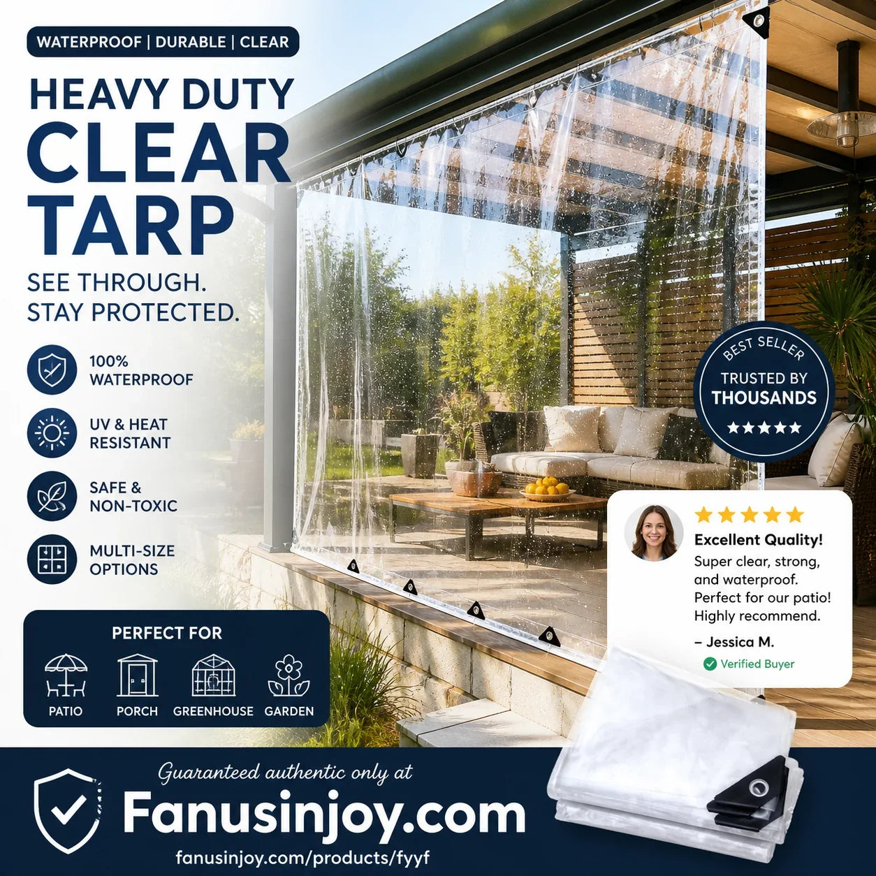 Purpose-Built Heavy Duty Clear Tarp – 14 Mil PVC, Weatherproof