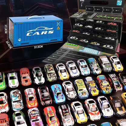 Vehicle-Ready 48 Mini Pull-Back Cars with Built-In Garage