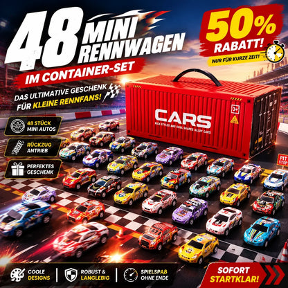 Vehicle-Ready 48 Mini Pull-Back Cars with Built-In Garage