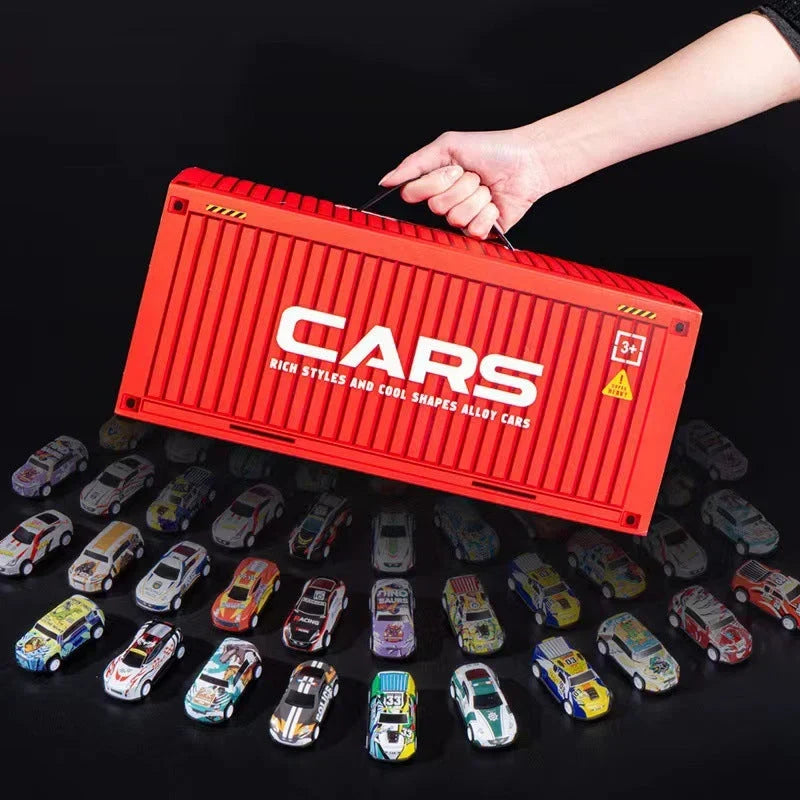 Vehicle-Ready 48 Mini Pull-Back Cars with Built-In Garage